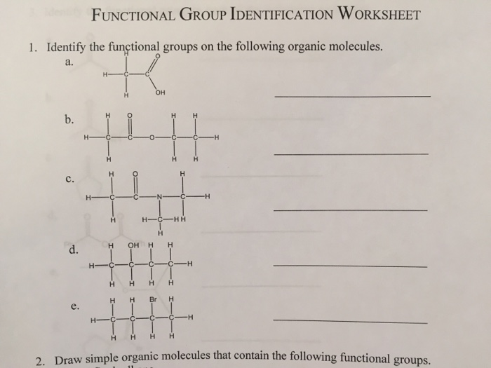 Functional group identification worksheet answers