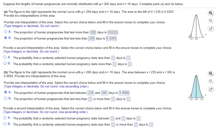 Suppose the lengths of human pregnancies are normally distributed with