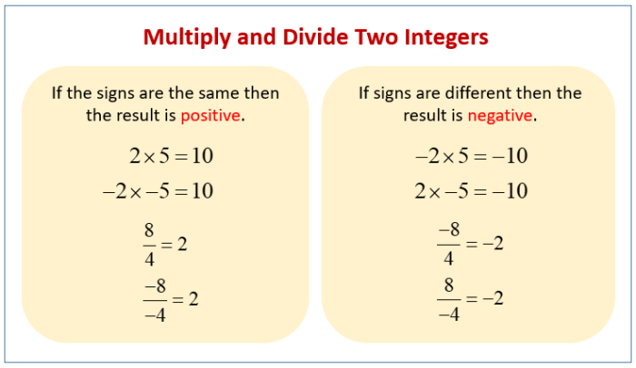 Word problems multiplying and dividing integers